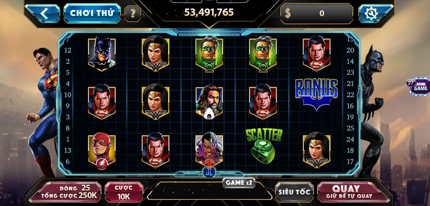 Giới thiệu game Nổ hũ Justice League 123b